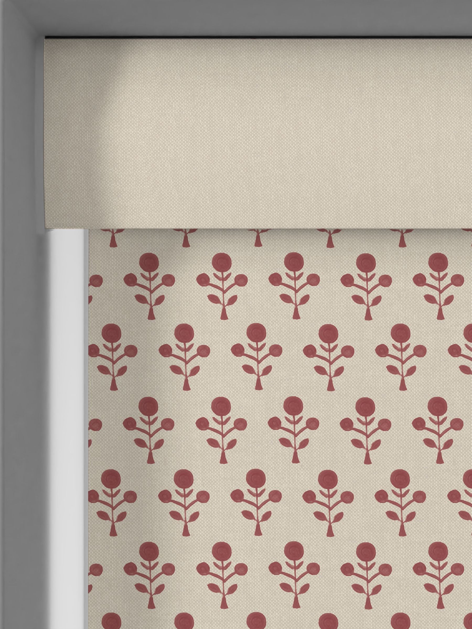 Emily Bond Swiss Red Hawthorn made to measure roller blind (British brand)
