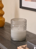 Smoke grey glass LED pillar candle 12.5cm height (British brand)