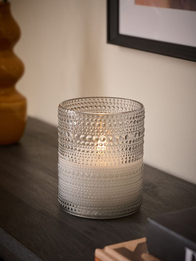Next Røykgrått Glass Stort LED-søylelys - Kjøp online hos McGrocer