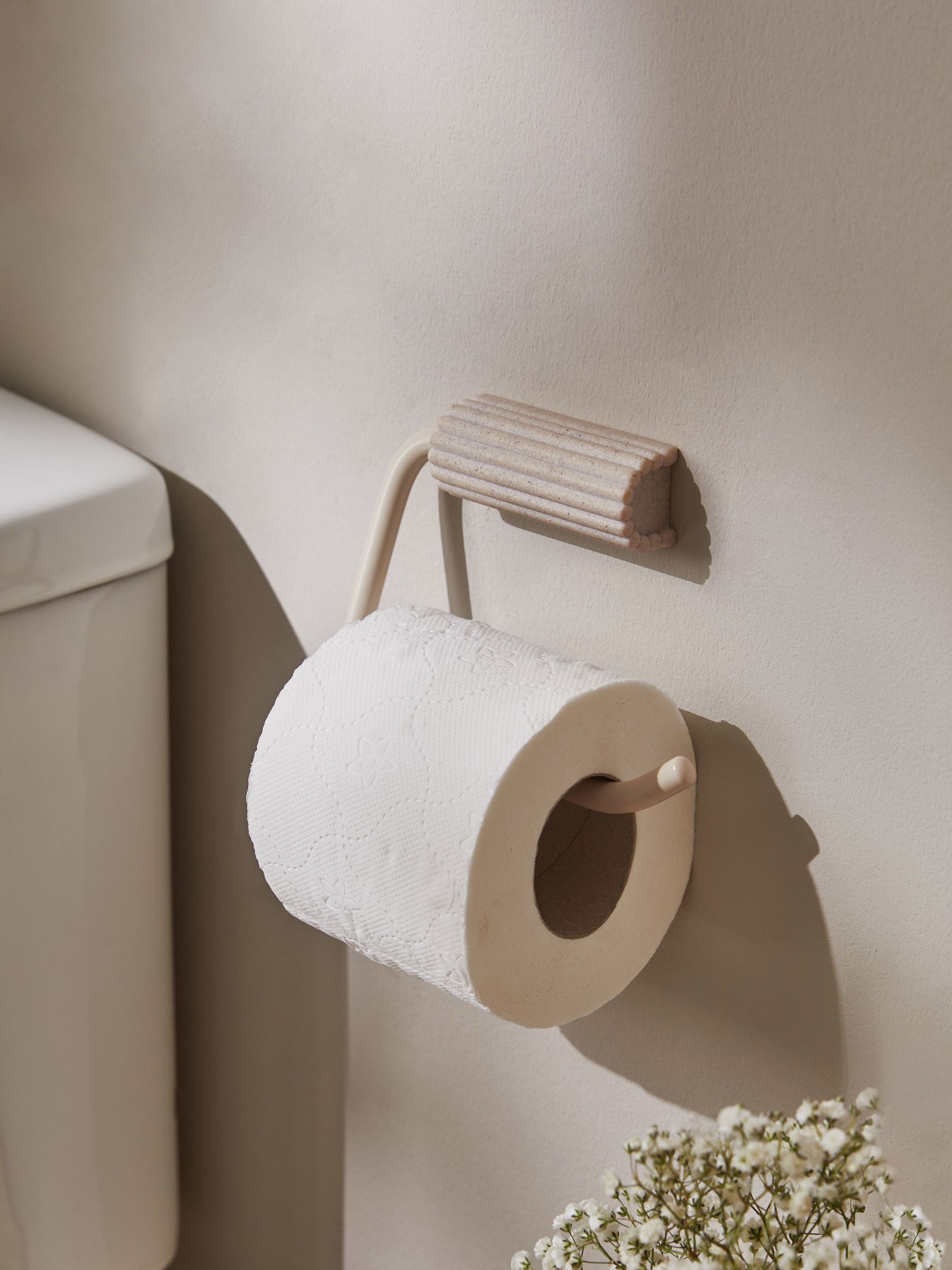 Natural Rib Toilet Roll Holder with resin backplate - British product