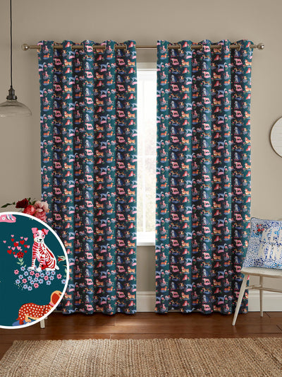 Next Cath Kidston Teal Green Puppy Fields Made to Measure Curtains- Buy online at McGrocer