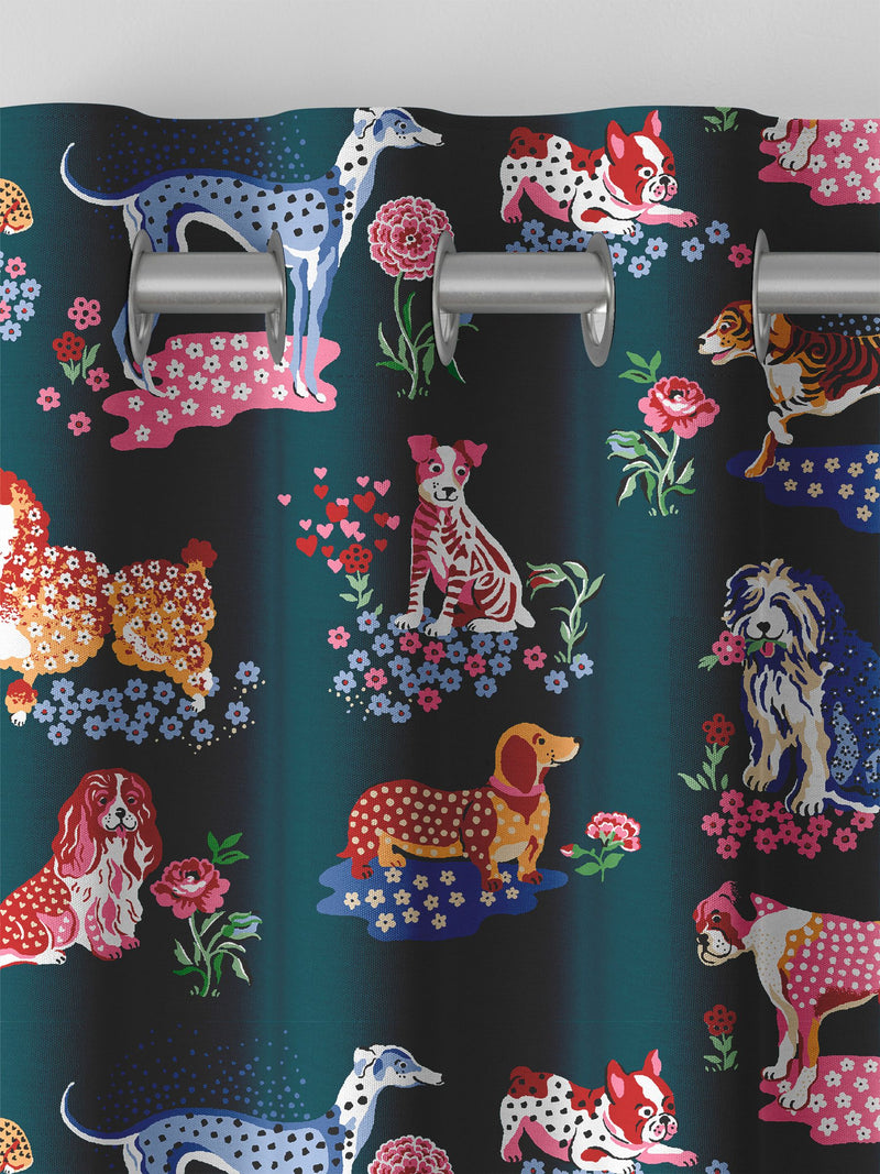 Cath Kidston teal green puppy fields made to measure curtains, UK version