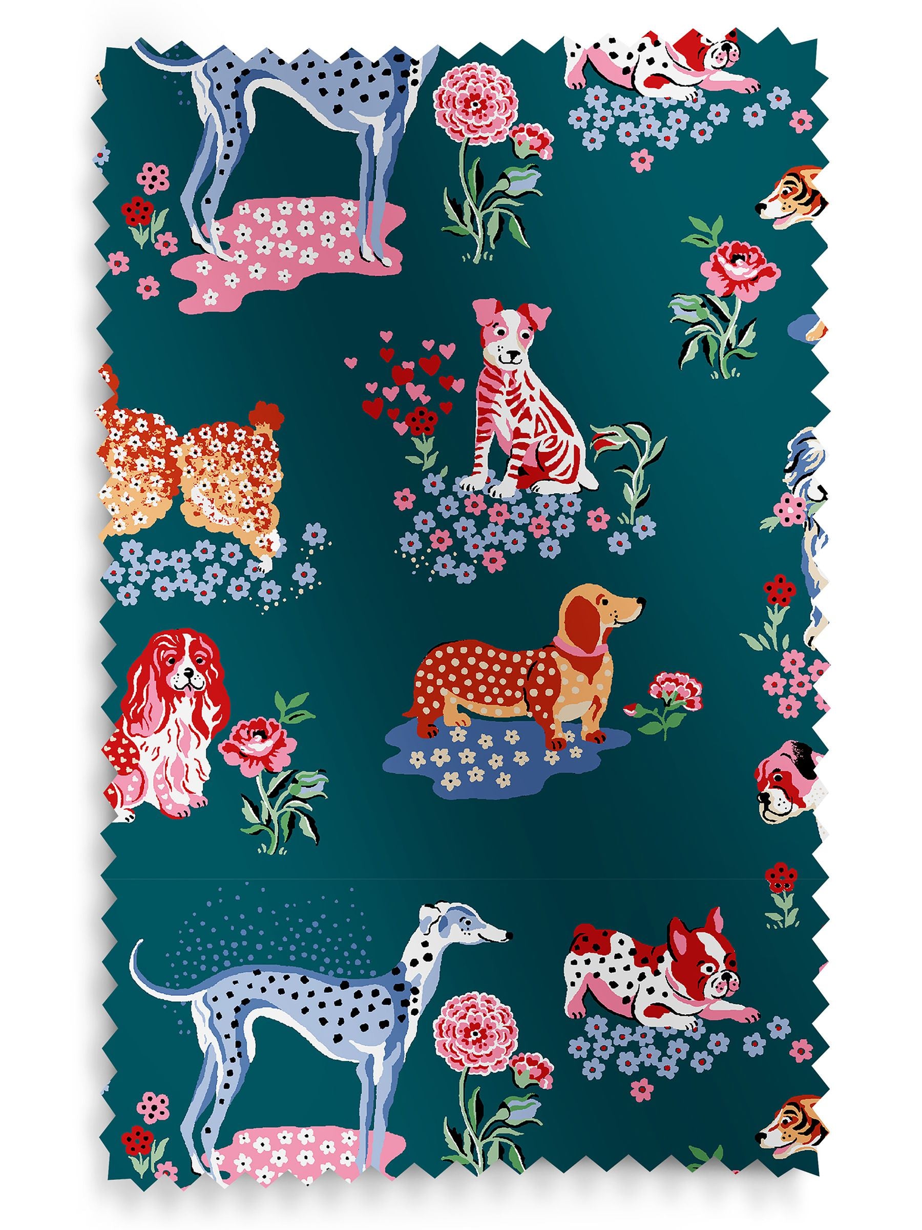 Cath Kidston teal green puppy fields made to measure curtains, UK version