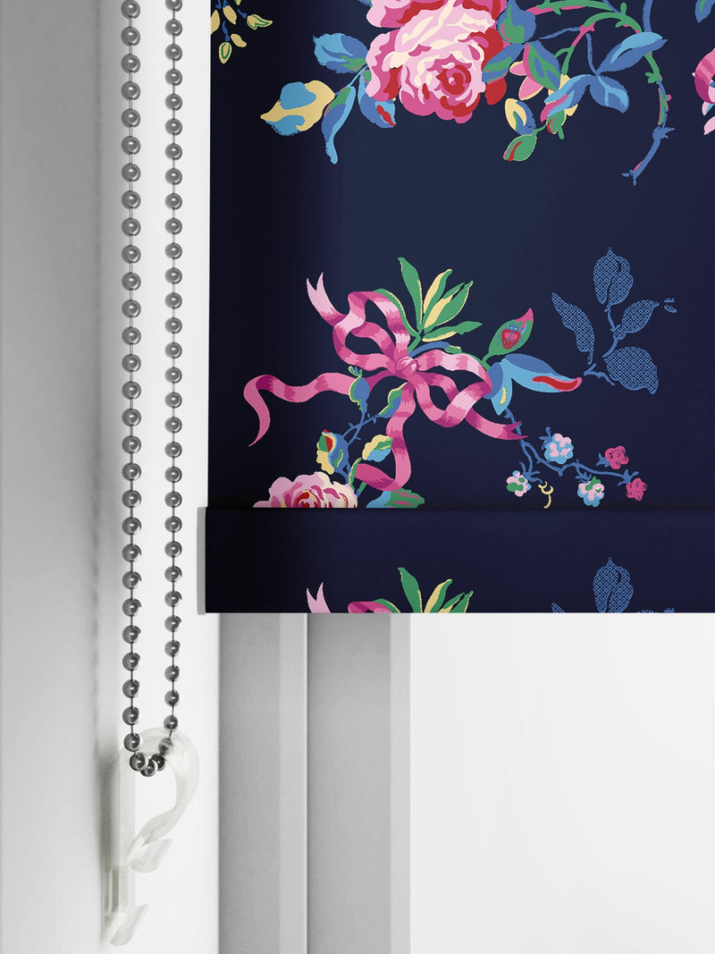 Cath Kidston navy blue Ribbon Roses roller blind (British brand)