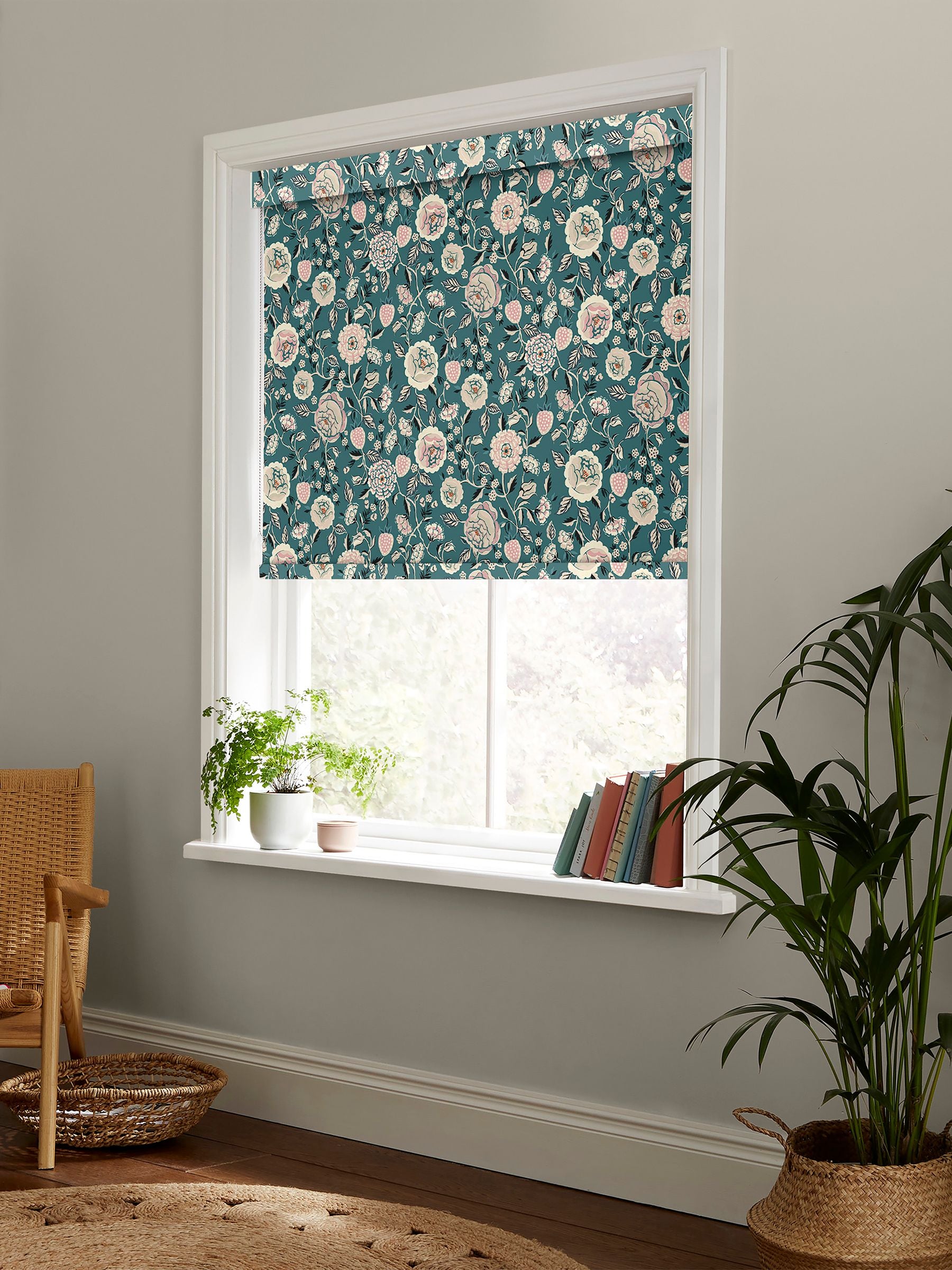 Cath Kidston roller blind Teal Blue Strawberry Gardens - British product