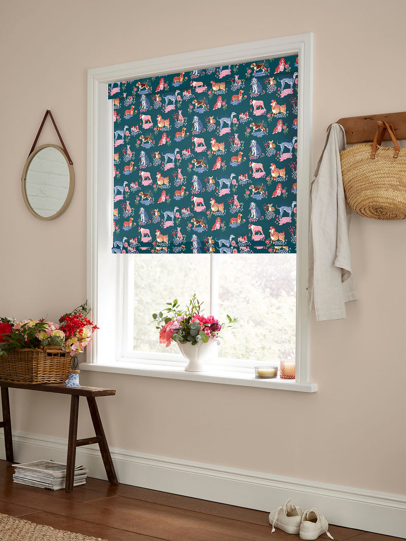 Cath Kidston teal blue puppy fields made to measure roller blind - British product