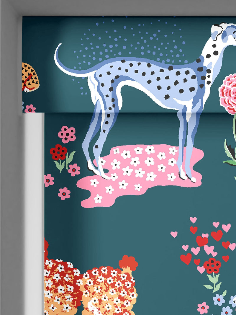 Cath Kidston teal blue puppy fields made to measure roller blind - British product
