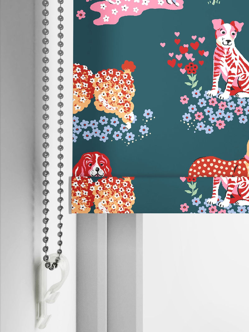Cath Kidston teal blue puppy fields made to measure roller blind - British product