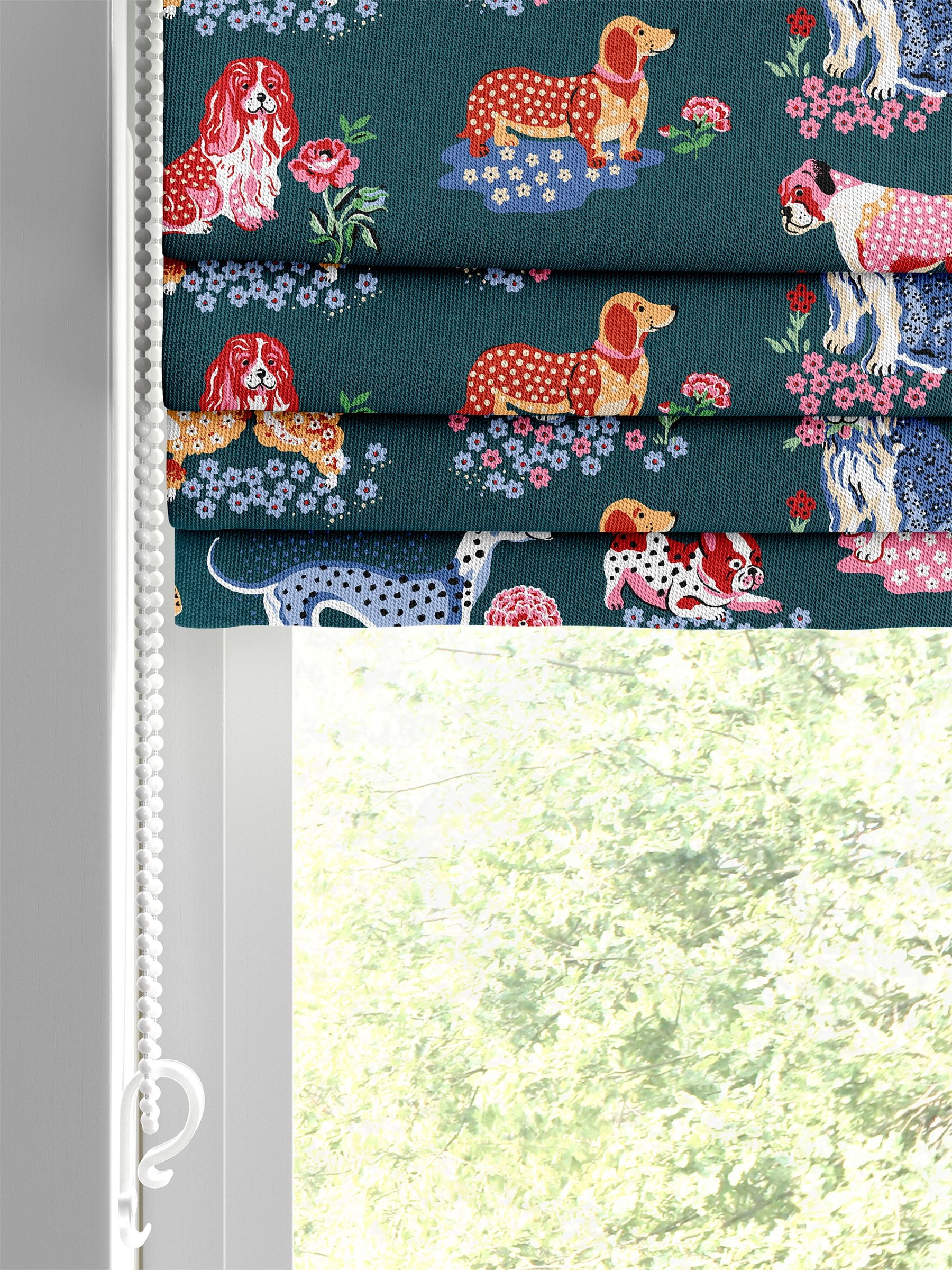 Cath Kidston Roman Blind Teal Blue Puppy Fields, imported from the UK