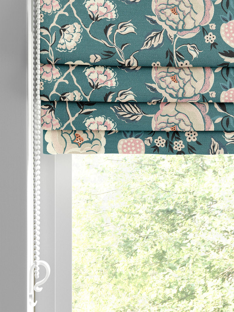 Cath Kidston Strawberry Gardens roman blind teal blue - British product