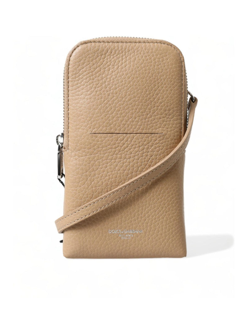 Dolce & Gabbana beige leather crossbody phone bag - British product