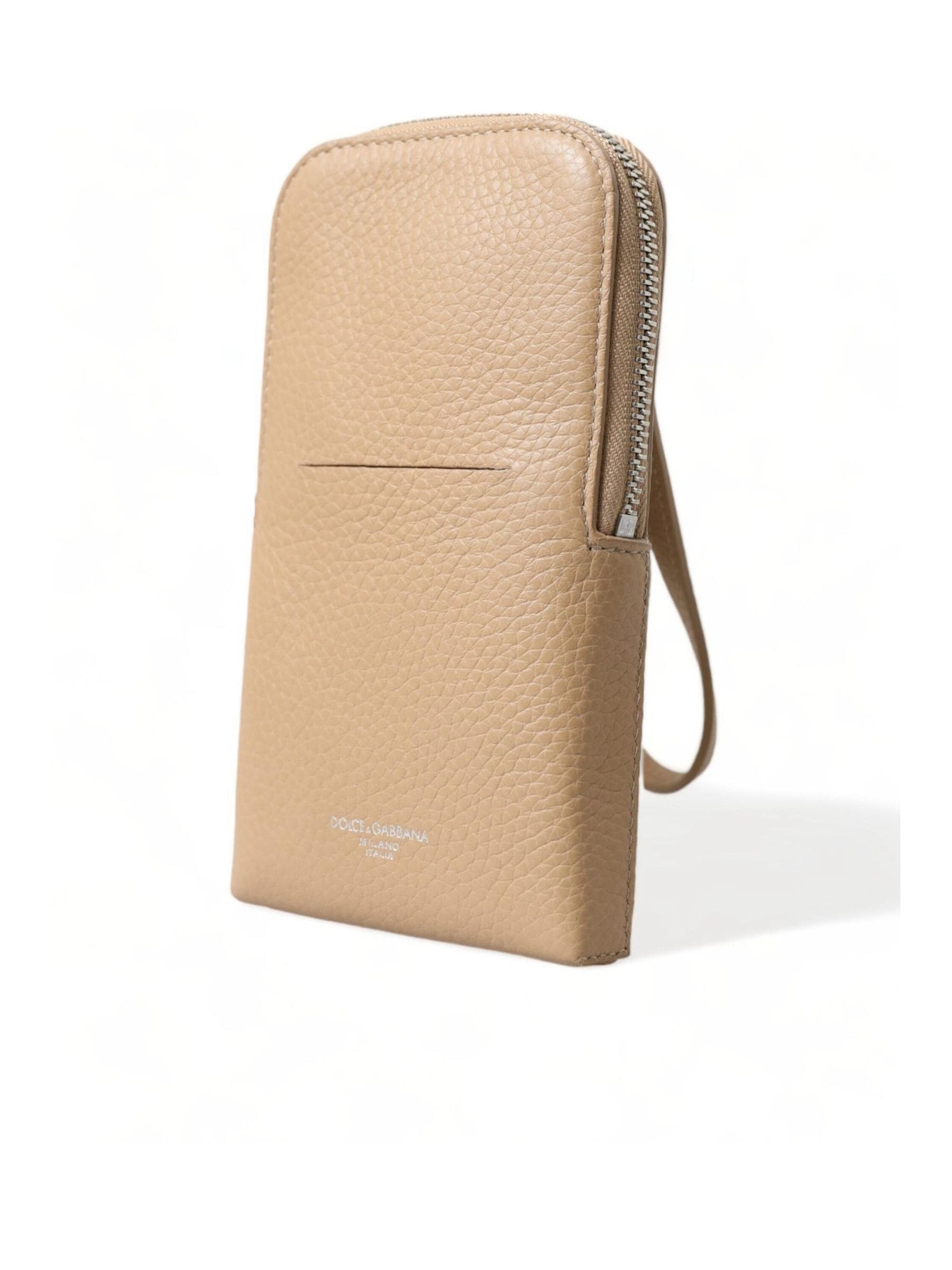 Dolce & Gabbana beige leather crossbody phone bag - British product