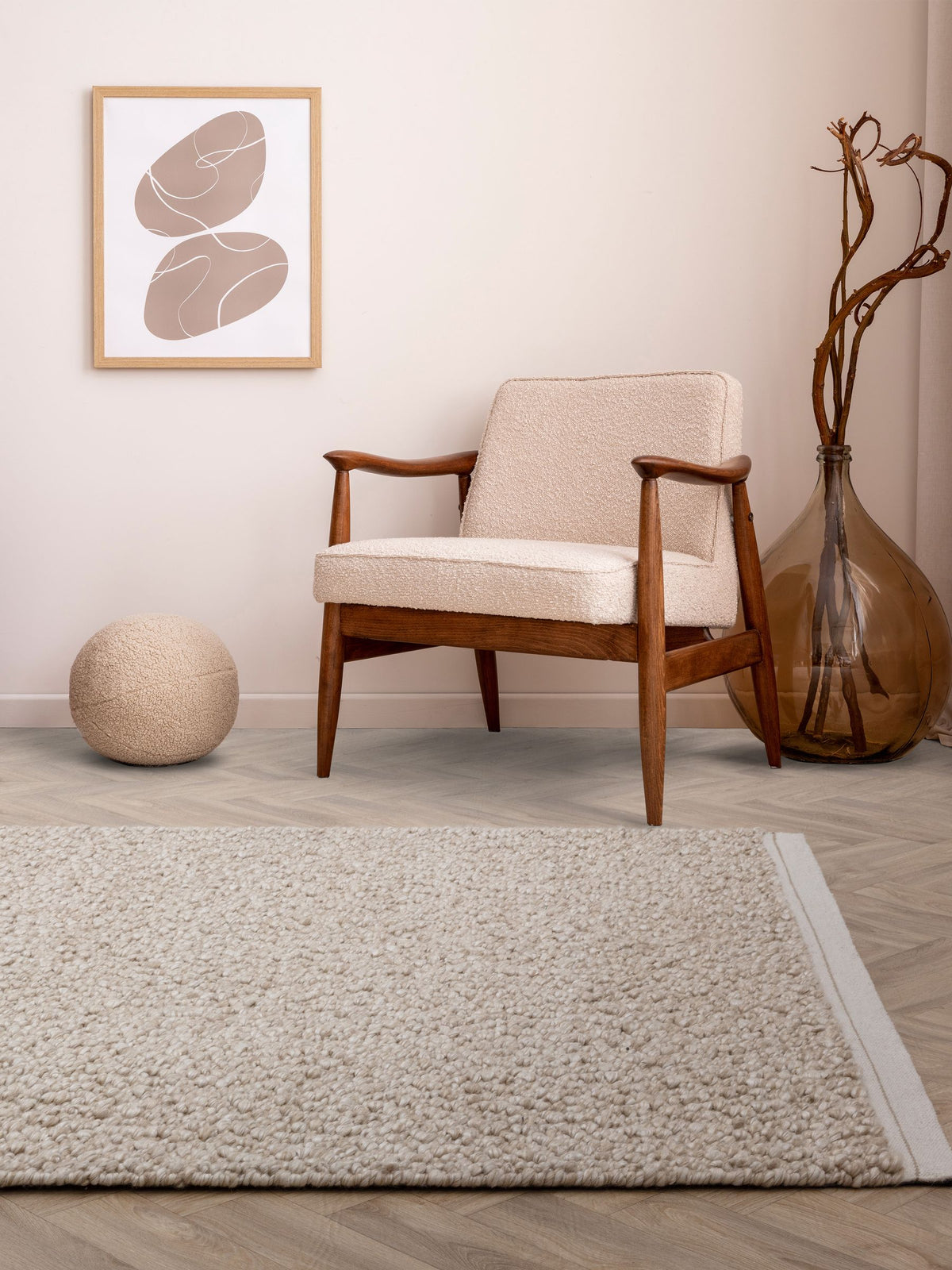 Asiatic Rugs Taupe Elm rug with chunky bouclé texture - British product