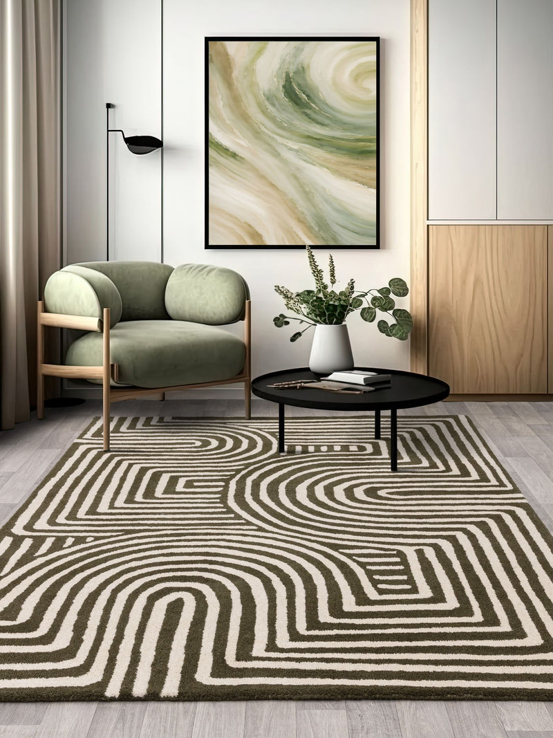 Asiatic Rugs Green Reef Curve wool rug - British product