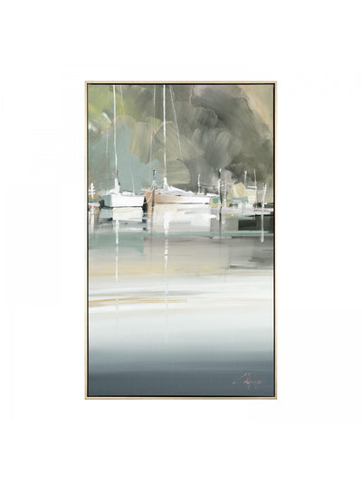 Art Marketing Gold Ruhiger Ankerplatz Leinwand Wandkunst 36x59x3cm