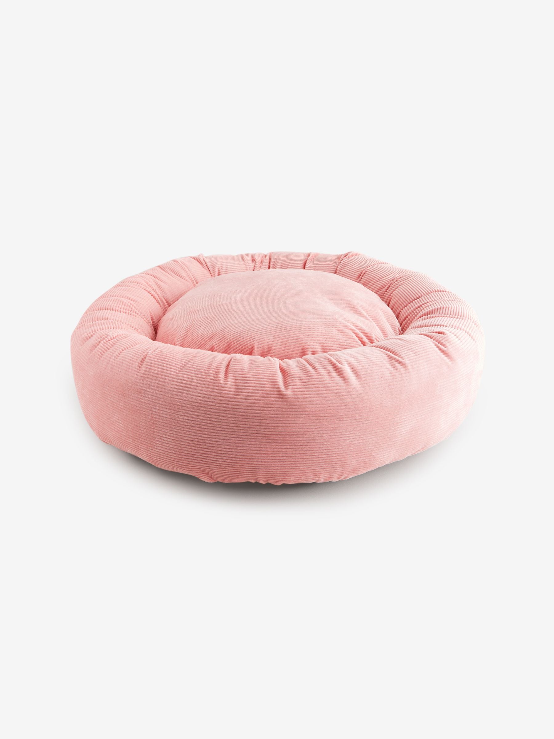 Pink corduroy round pet bed for small dogs and cats - British product