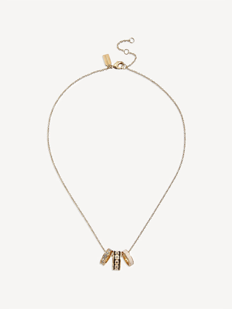 COACH Black Enamel C Chain Rondell Necklace - British product