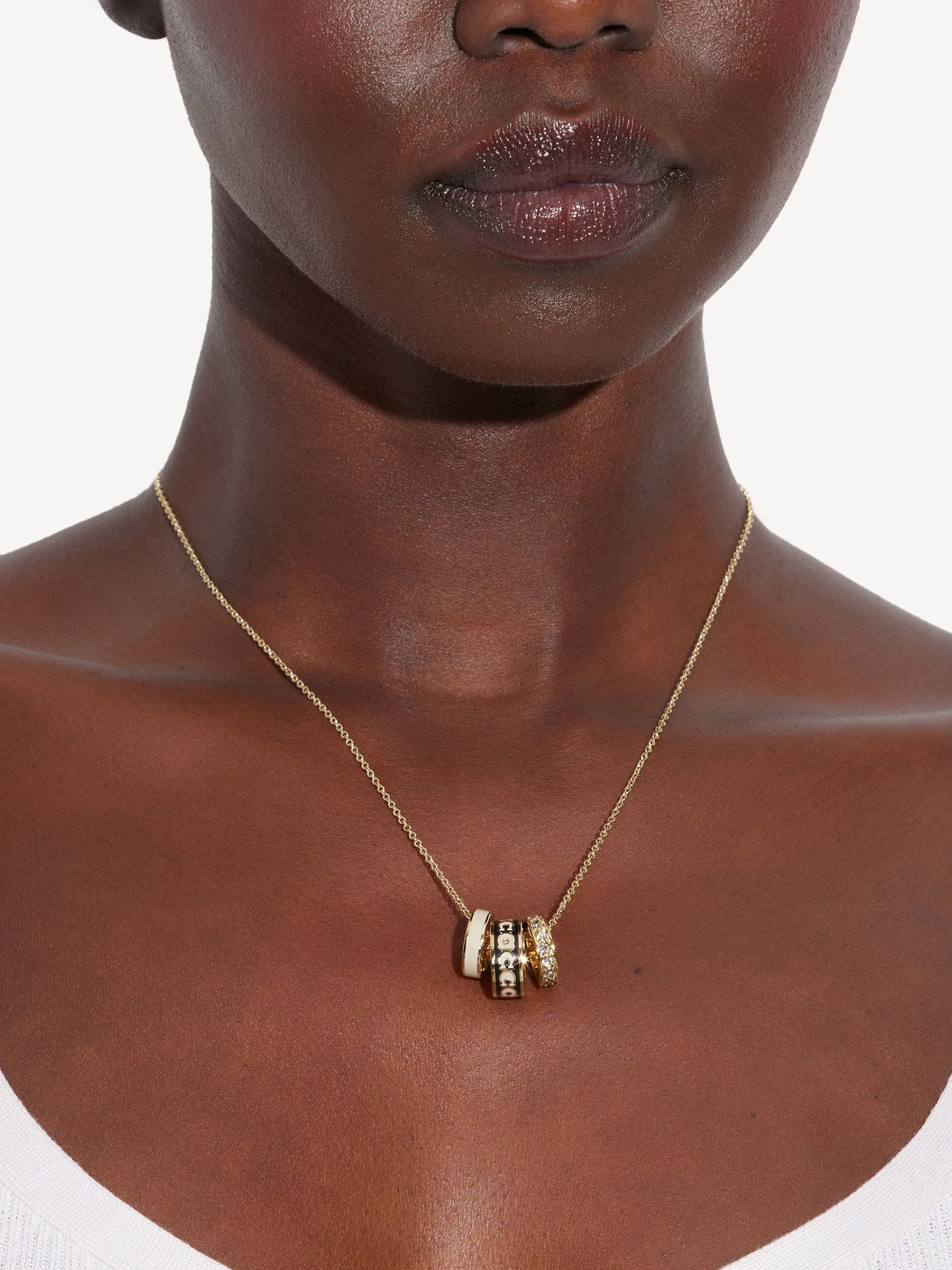 COACH Black Enamel C Chain Rondell Necklace - British product
