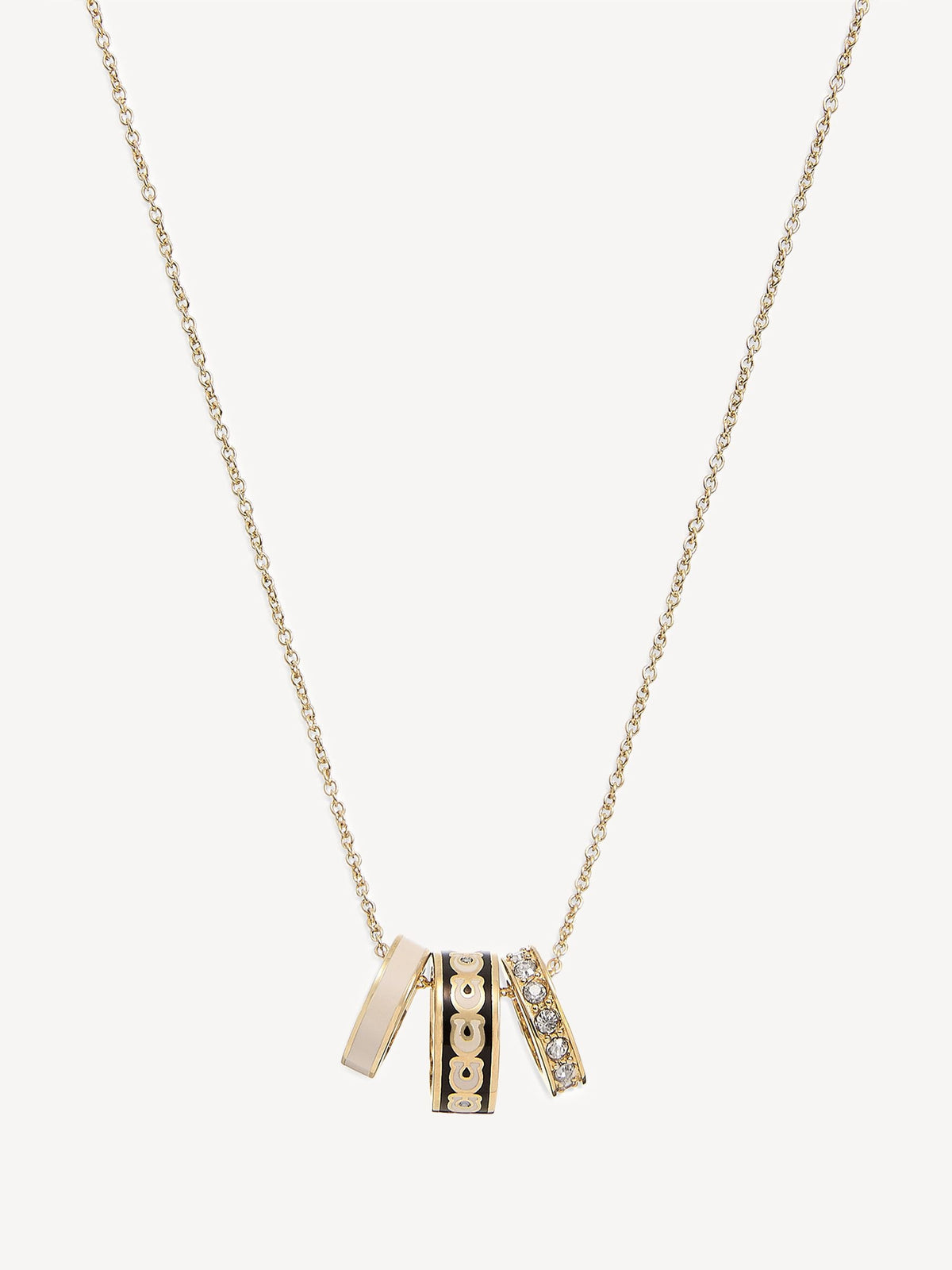 COACH Black Enamel C Chain Rondell Necklace - British product