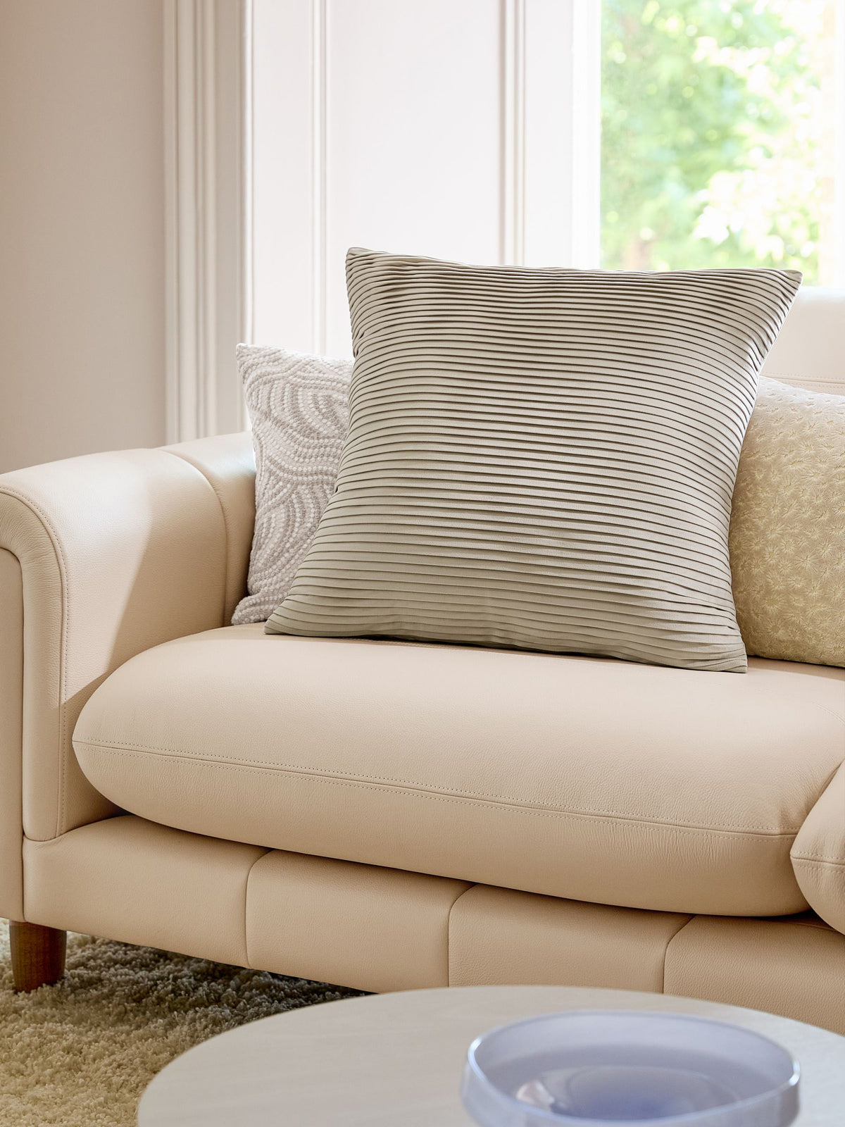 Sage Green Velvet Pleat Cushion - 59 x 59cm