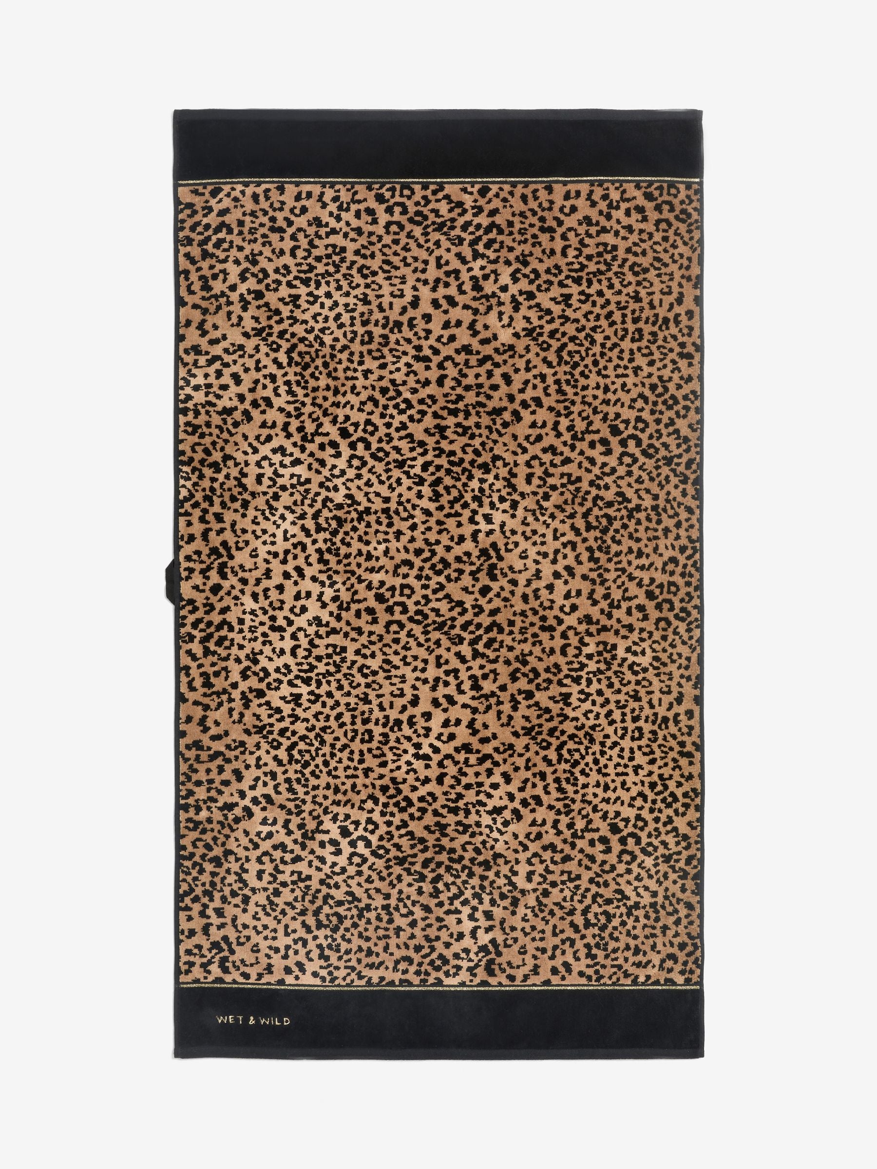 Rockett St George leopard print velour towel with Wet & Wild slogan, UK version