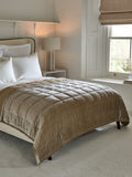Oyster Quilted Lustre Velvet Bedspread