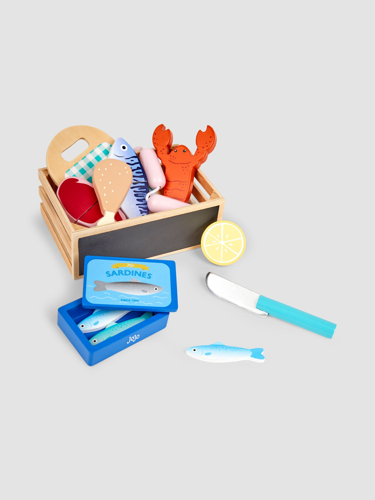 JoJo Maman Bébé wooden seafood play set (British brand)
