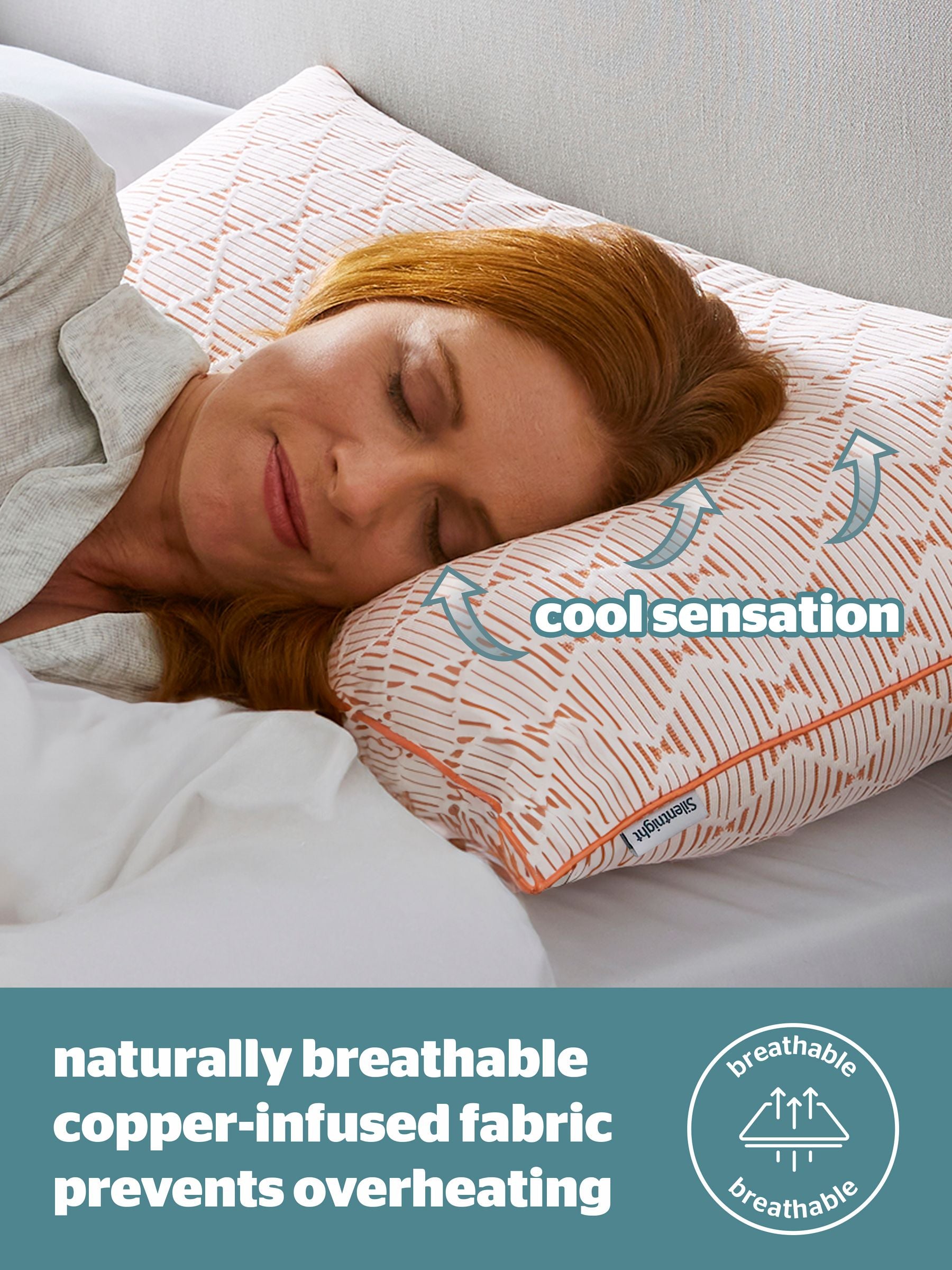 Silentnight Cooling Copper White pillow (British brand)