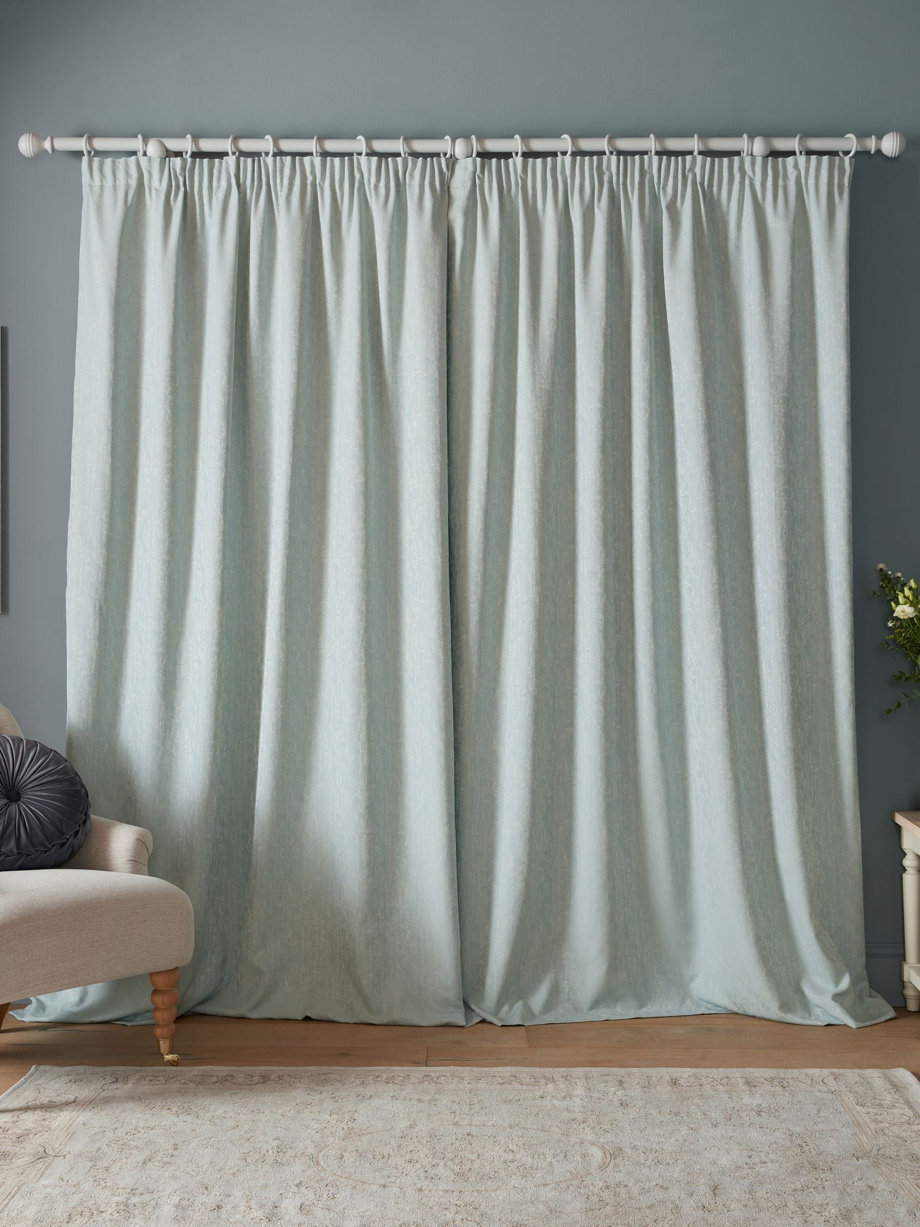 Laura Ashley Blue Whinfell Headertape curtains 163x137cm (British brand)