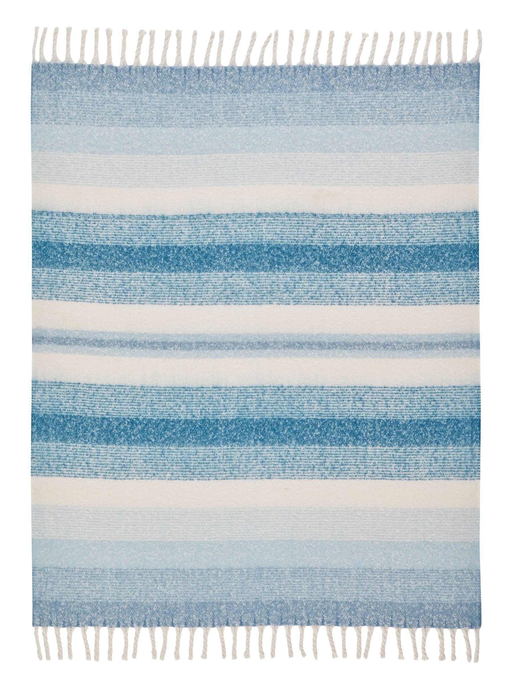 Laura Ashley seaspray blue stripe throw 170x130cm UK version