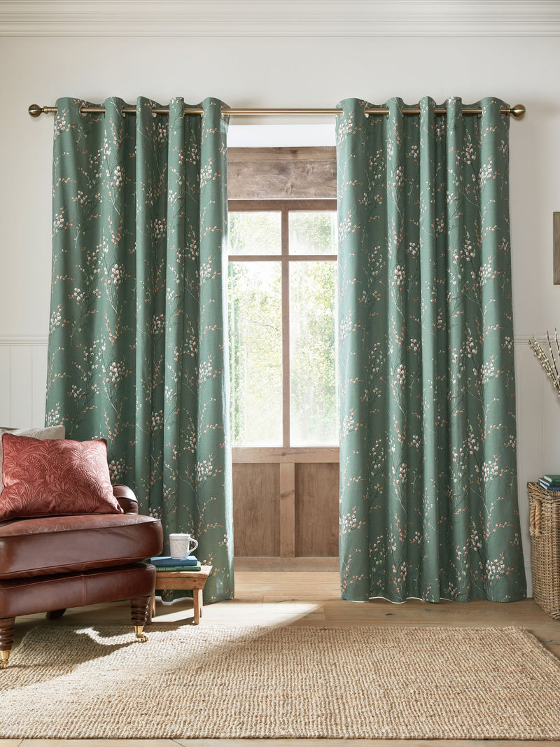 Laura Ashley Pussy Willow fern green curtains 163x137cm, imported from the UK