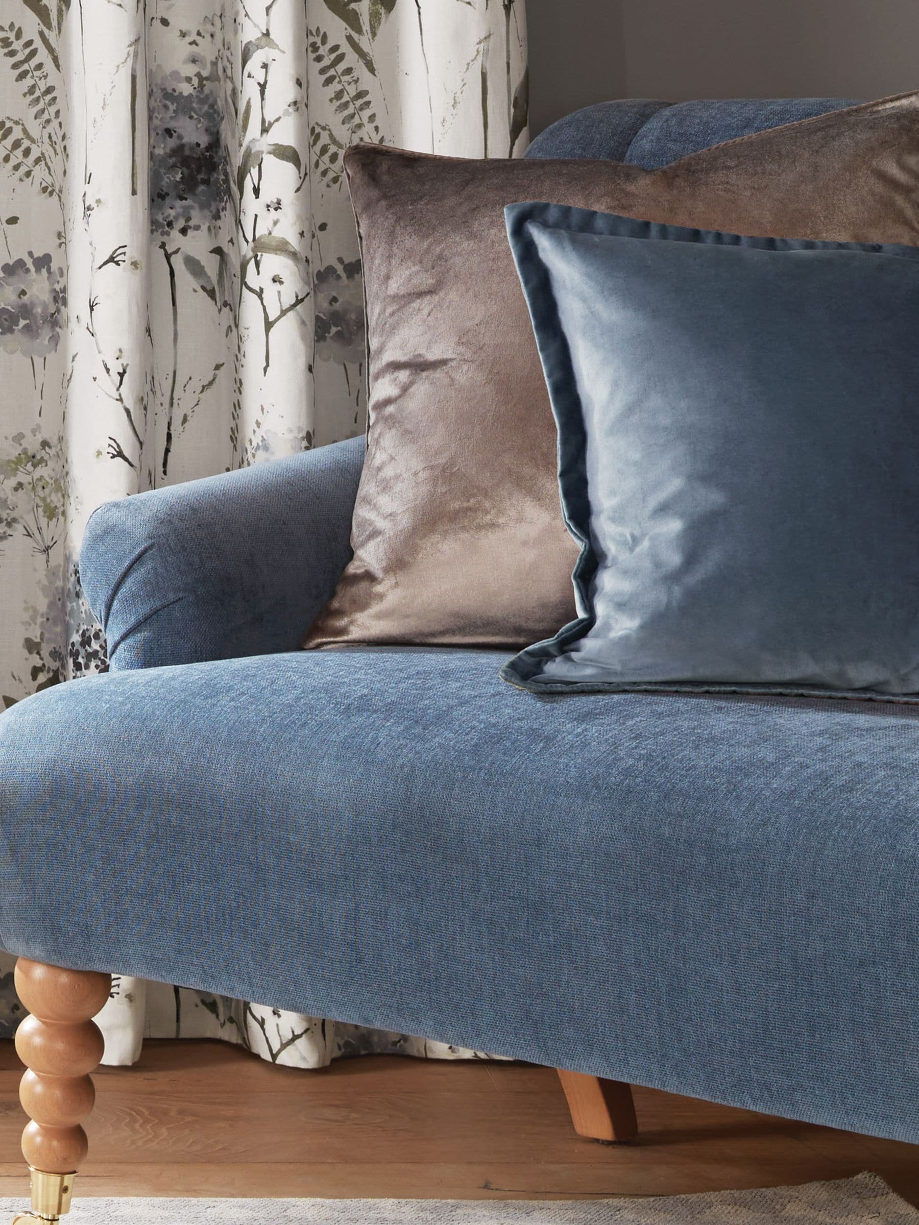 Laura Ashley Blue Dark velvet cushion 45cm - British product