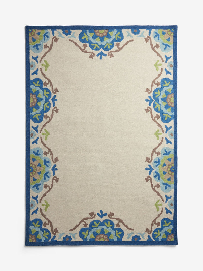 Nina Campbell blue Fergana wool tufted rug - British product