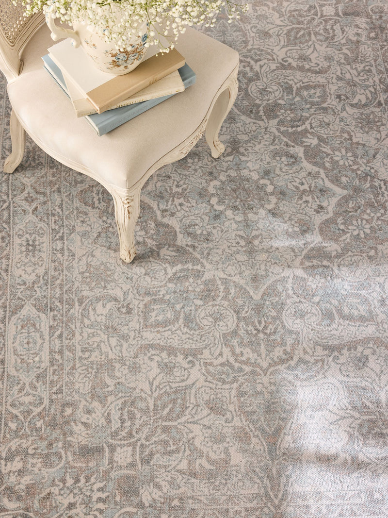 Shabby Chic Blue Skylark rug, imported from the UK