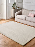 Lipsy natural border wool tufted rug, imported from the UK