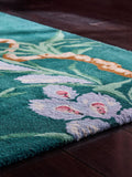 Cath Kidston teal birds and berries wool tufted rug, imported from the UK