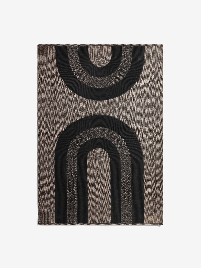 French Connection Black Swati jute rug, UK version