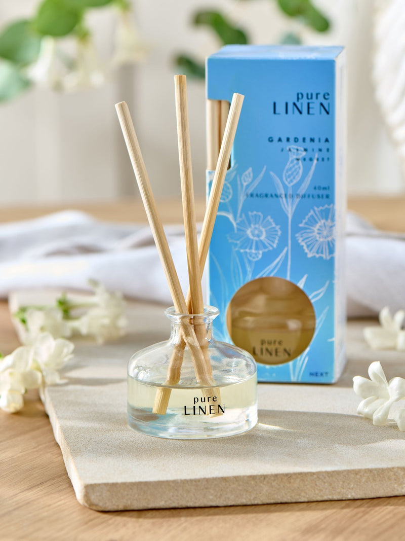 Pure Linen Marine & Gardenia reed diffuser 40ml, imported from the UK