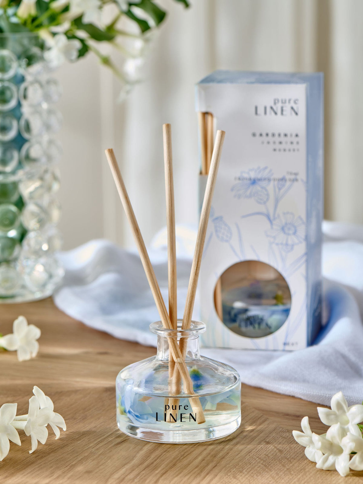Pure Linen Marine & Gardenia reed diffuser 40ml, imported from the UK