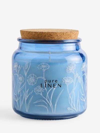 Next Pure Linen Marine & Gardenia Country Klassisk glasskrukke stearinlys 10cm - Kjøp online hos McGrocer