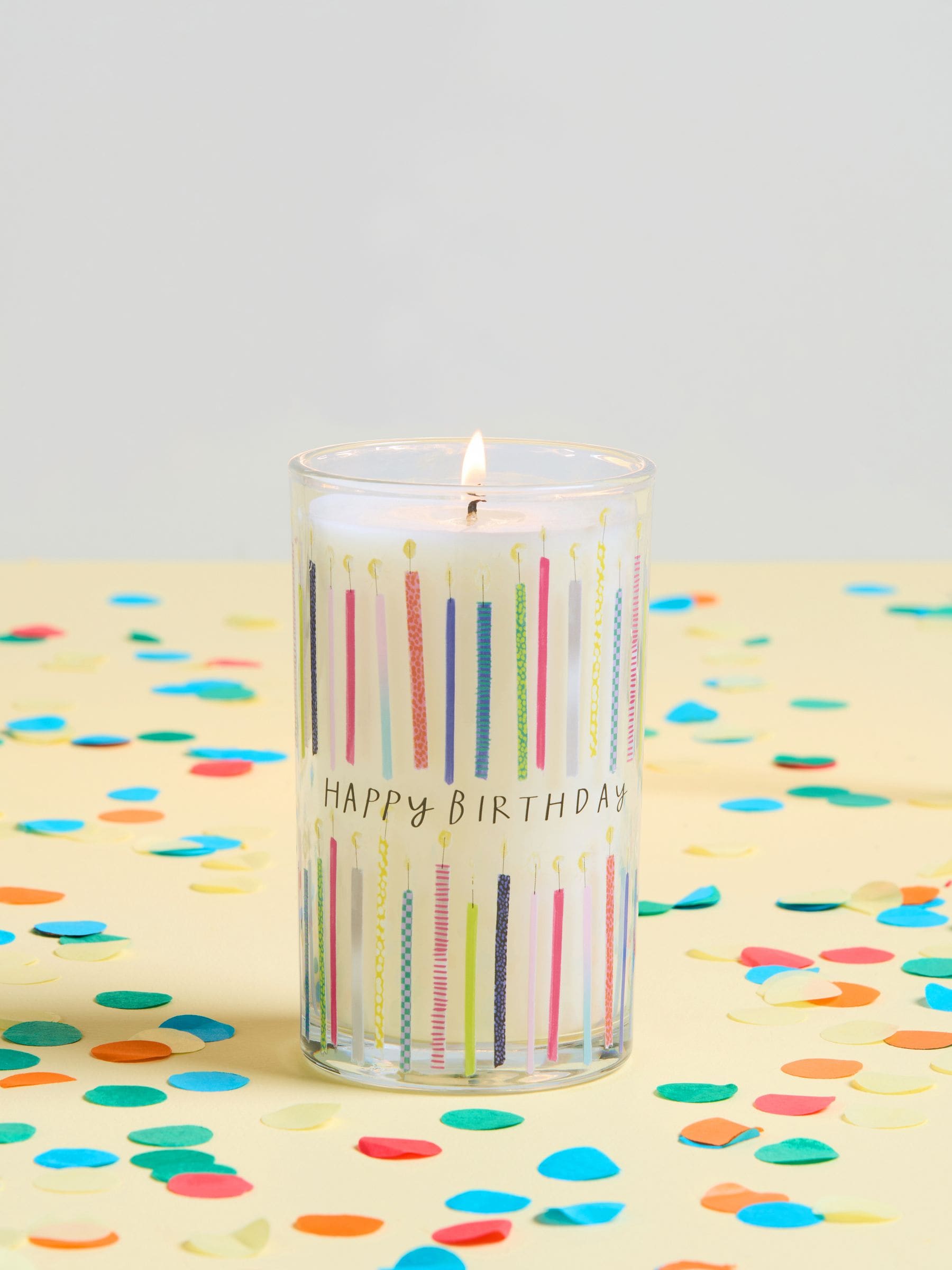 Multi Happy Birthday Hidden Message White Jasmine Scented Candle