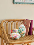 Lucy Tiffney floral ceramic vases in cream, pink, and green, UK version