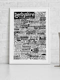 Sketchbook Design Derbyshire landmarks framed print A3 (British brand)