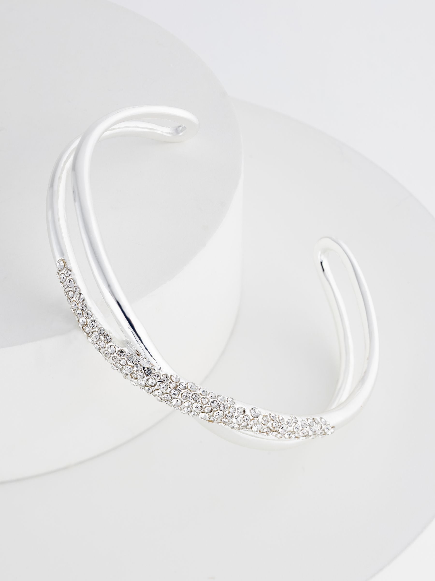 Silver tone twist sparkle cuff bracelet (British brand)