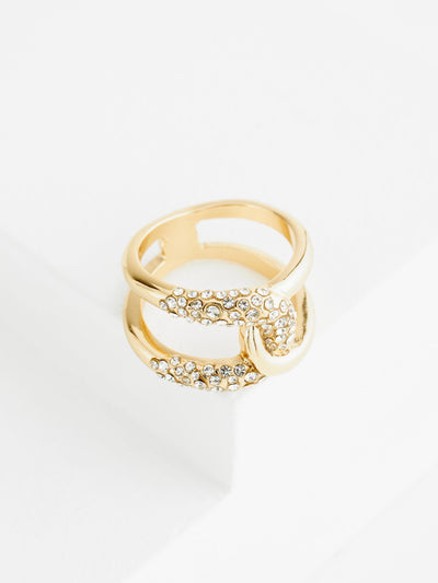 Gullfarget Interlock Sparkle Ring Mote smykker