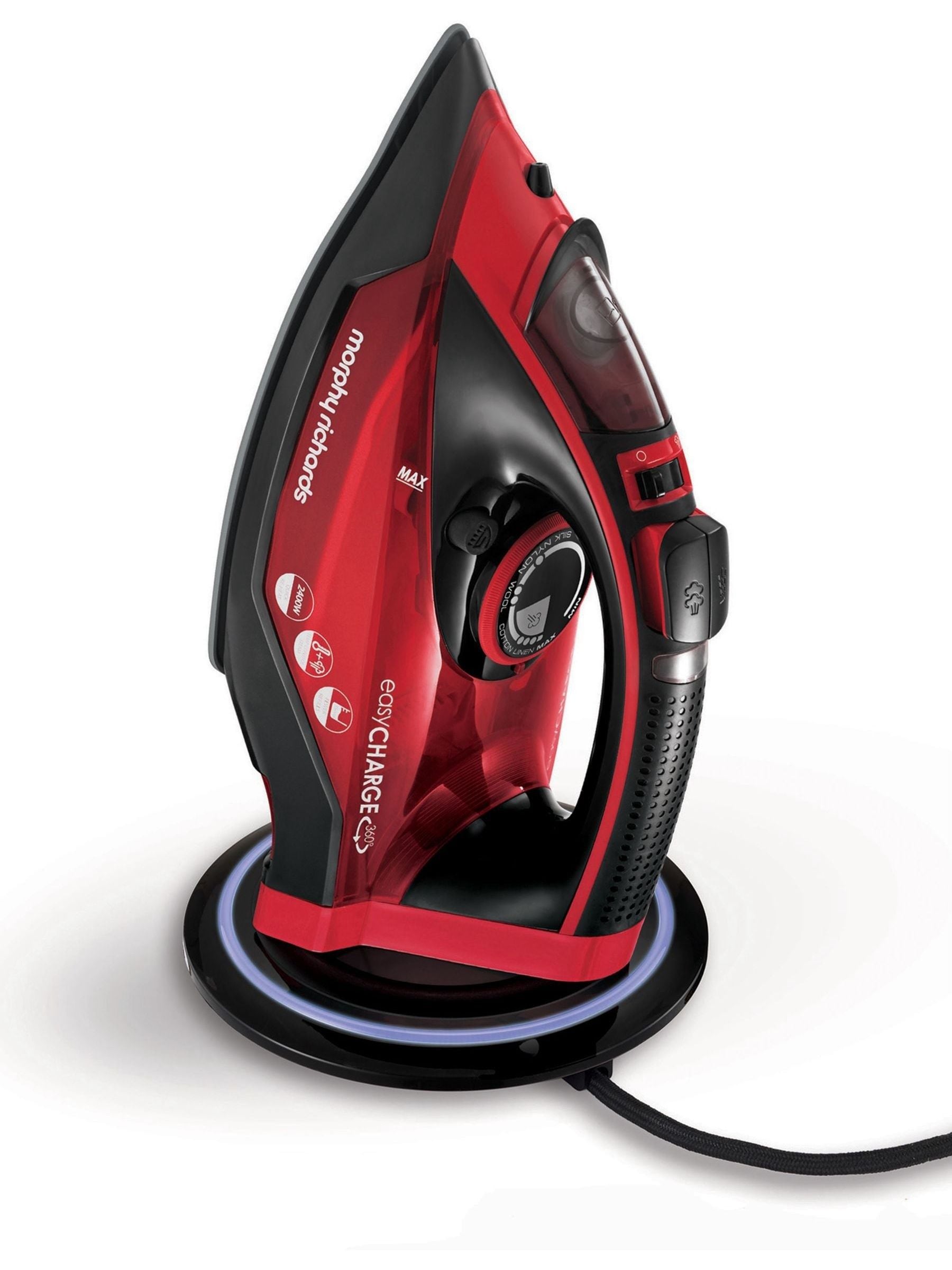 Morphy Richards red Easy Charge cordless iron, imported from the UK