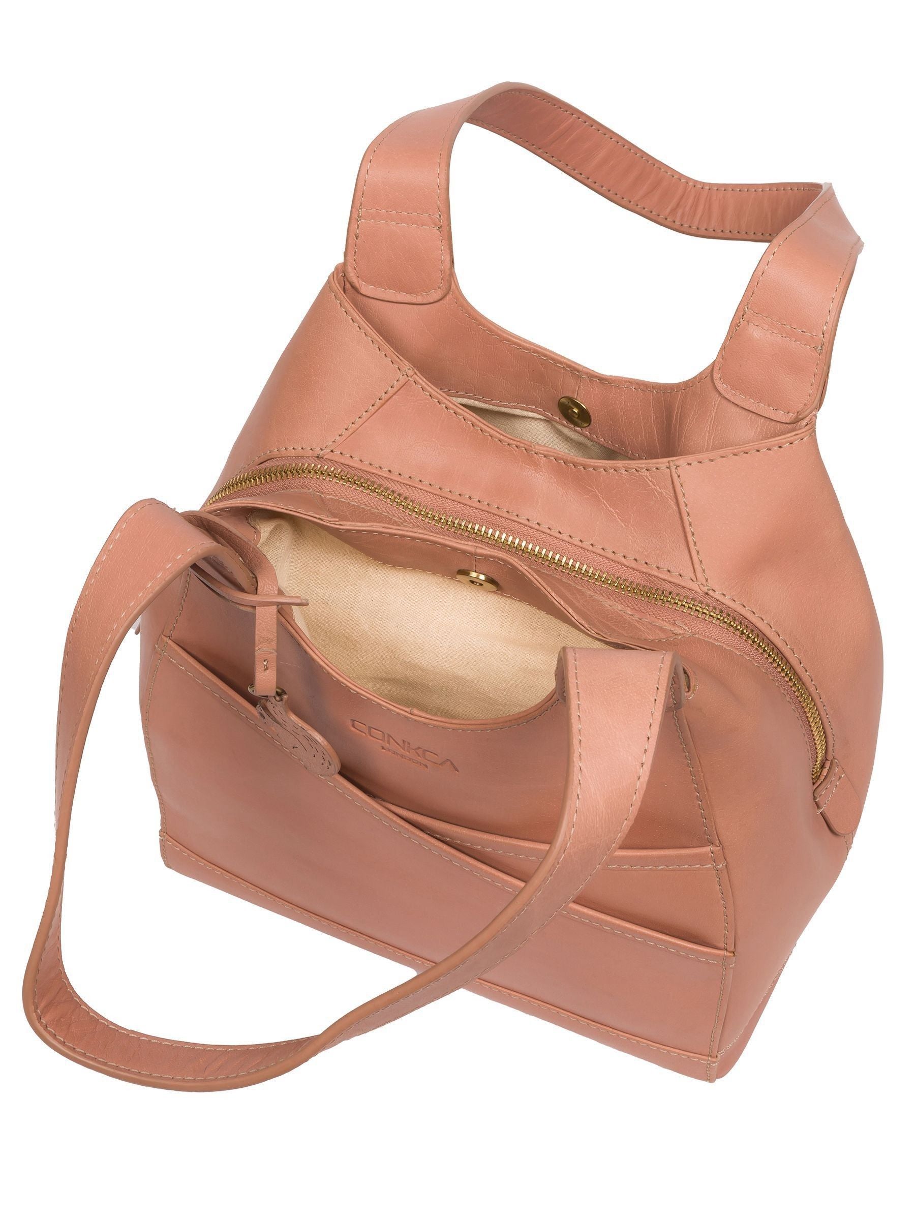 Conkca Subtle Pink Juliet leather handbag, UK version