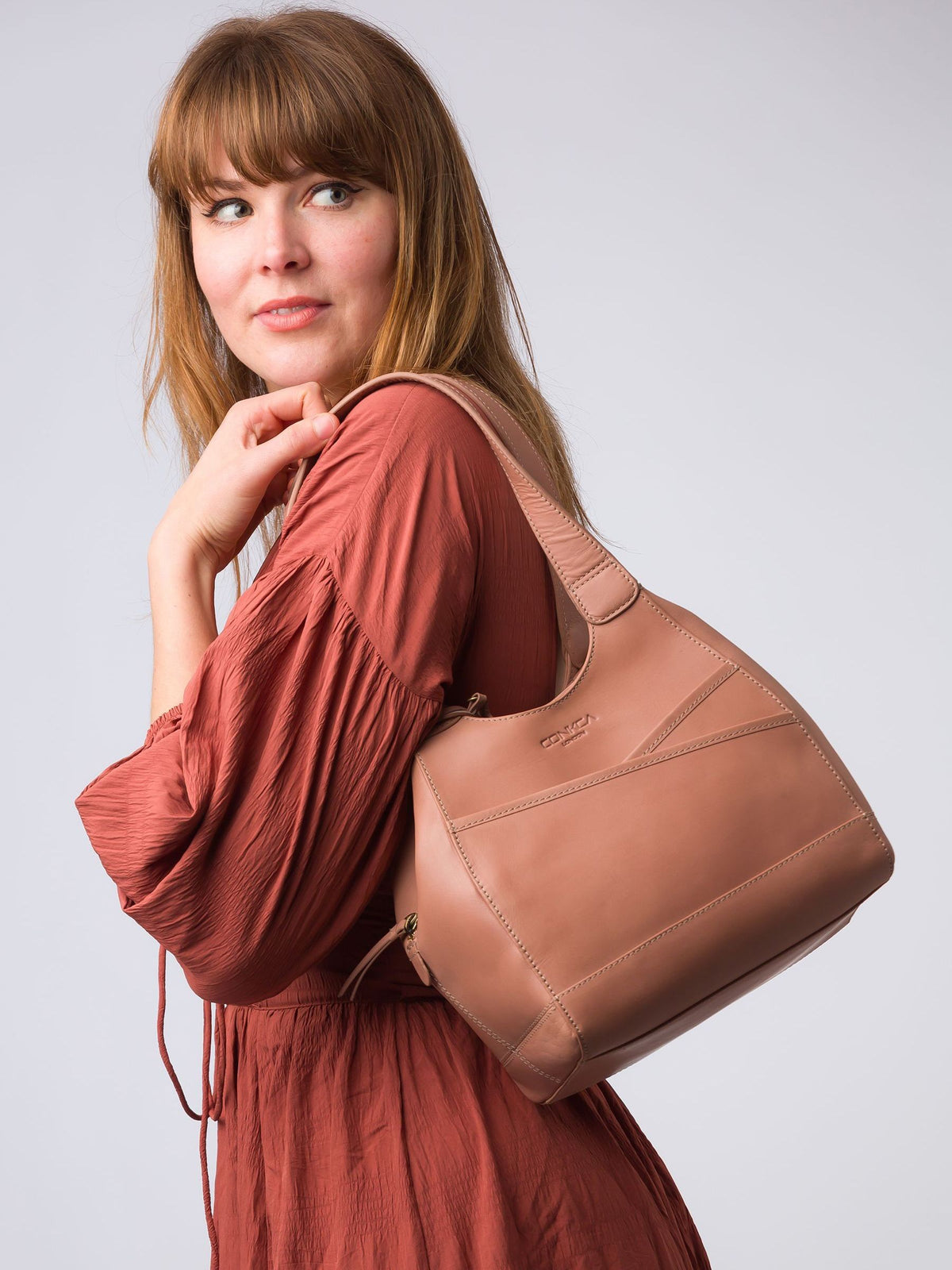 Conkca Subtle Pink Juliet leather handbag, UK version