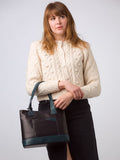 Conkca Little Patience blue leather tote bag - British product