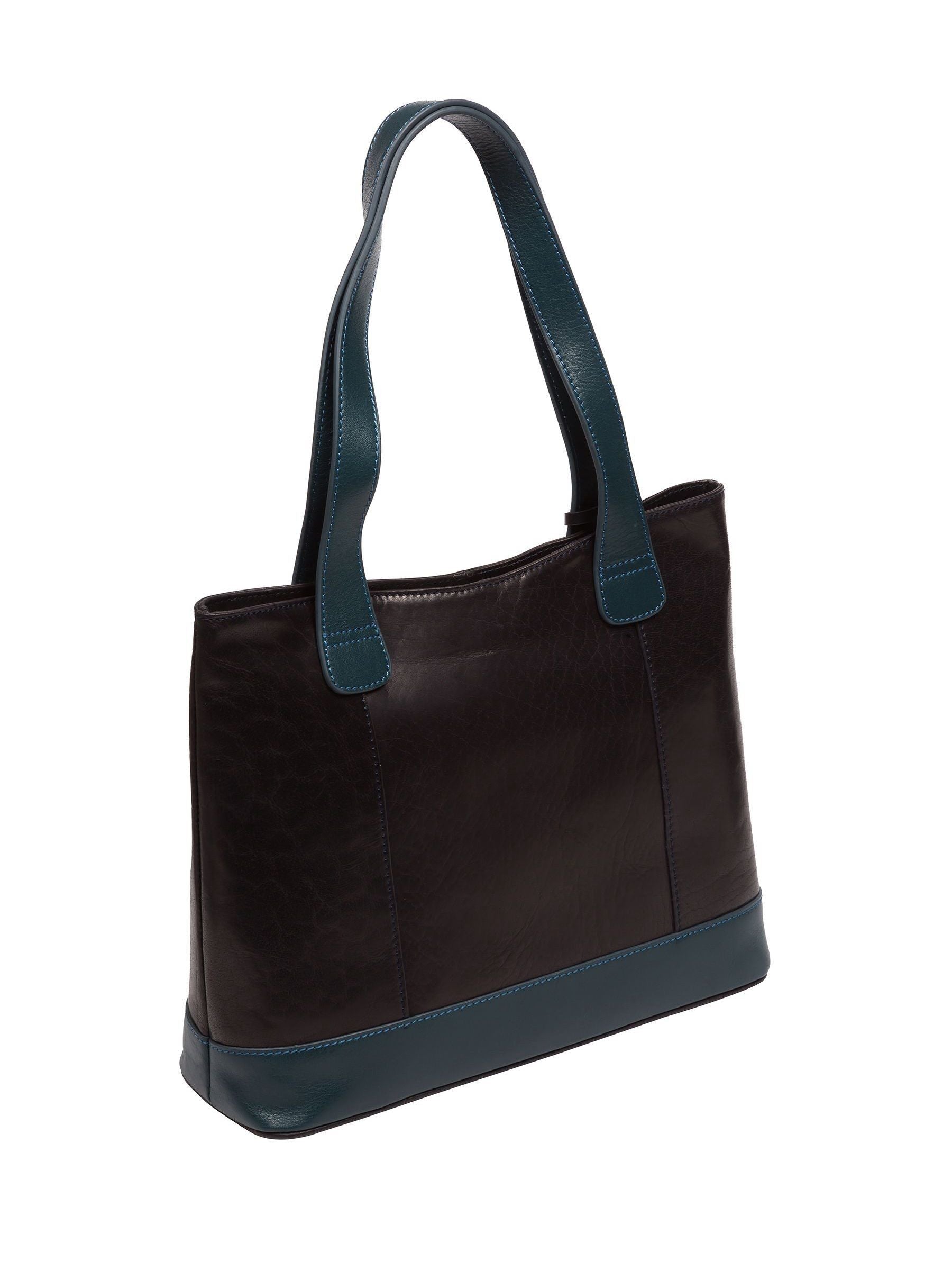 Conkca Little Patience blue leather tote bag - British product